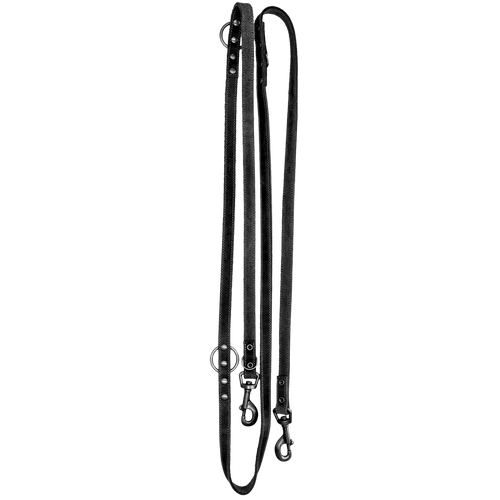Ādas treniņu pavada, melna (1,6 × 250 cm) – Spotted! Pro